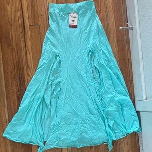 Fed By Threads Hemp/Organic Cotton Turquoise Flowy Skirt